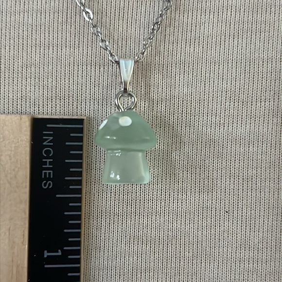 Mint Green Mushroom Pendant Necklace - Picture 3 of 5